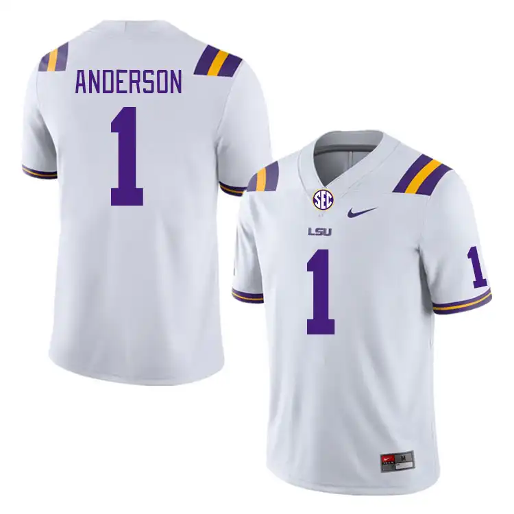 Men's LSU Tigers Aaron Anderson #1 White NCAA Football Jersey